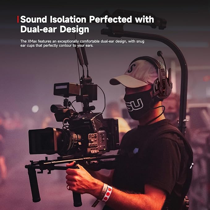 SYNCO XTalk XMax9 Dual-Ear Design Wireless Intercom Headset System Support 2.4GHz 9-Person Team Communication,Dual-mic AI Noise Cancellation,500M/1640FT Real-time Monitoring