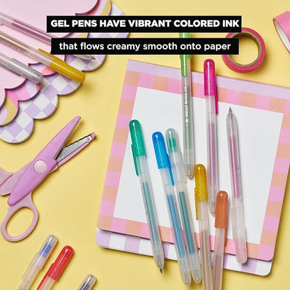 SAKURA Gelly Roll Retractable Gel Pens Colored - Metallic Gel Pens - 08 Medium Point Ink Pen for Journaling, Art, or Drawing - Gel Pens with Assorted Colored Ink - 10 Pens