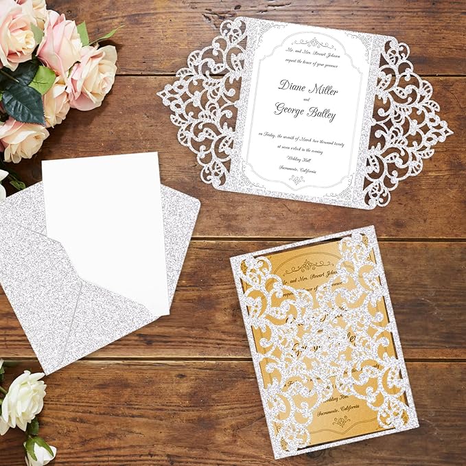 Double-Sided Silver Glitter Cardstock 8.5x11 24 Sheets, Goefun 100lb No-Shed Shimmer Glitter Paper for Scrapbook, Birthday, Wedding Party, Decorations (Not Suitable for Printing)