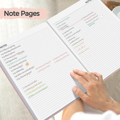 SUNEE 2025 Weekly & Monthly Hardcover Planner 8" x 11" - 12 Month (January 2025 - December 2025), Small Hardcover Planner, Pocket, Notes, 100 GSM Paper, Peach Pink