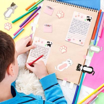 I Just Really Like Cat Sticky Notes Set, 550 Sheets, Cute Cat and Paw Shaped Self-Stick Notes Pads Animal Divider Tabs Bundle Writing Memo Pads Back to School Office Supplies Small Gift