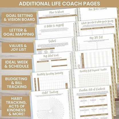 bloom daily planners HARDCOVER 2025 (8.5" x 11") Calendar Year Day Planner (January 2025 - December 2025) - Aesthetic Goal Organizer - Monthly & Weekly Inspirational Agenda Book - Iridescent Opal