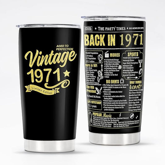 Happy 53th Birthday Tumblers Gifts for Men Women, Back in 1971 Stainless Steel Tumblers Gifts, 1971 53 Years Old Birthday Gift For Wife Husband Mom Dad