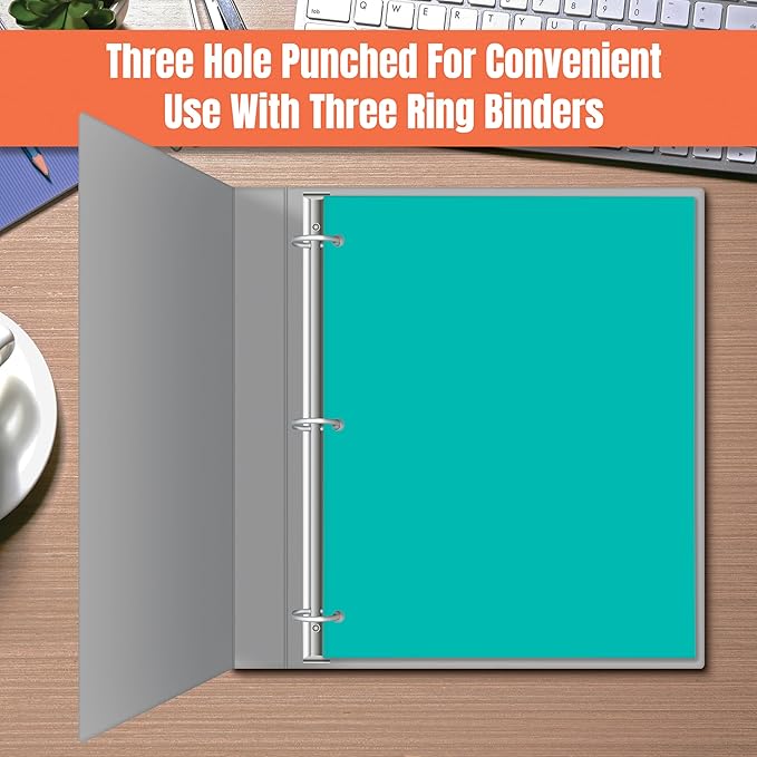 2 Pocket Folders, Assorted 7 Vibrant Colors with Complementing Interior Colors, Fits Letter Size Paper, for School, Office, Home (3 Hole Punched, 50)
