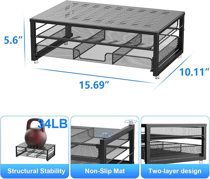 gianotter Computer Monitor Stand Riser, Desk Organizers and Accessories with Drawer, Office Desk Accessories & Workspace Desktop Organizers Storage for Classroom Office Supplies (Black)