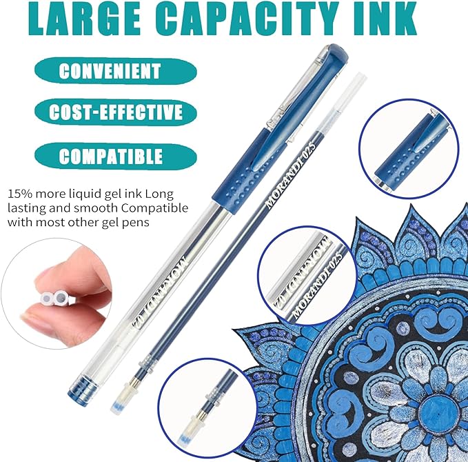 80 Pack Blue Drawing Pen Set,20 Color Double Tip Brush Pens 20 Color Gel Pens with 40 Refills for Adult Book Drawing Art Craft Kit