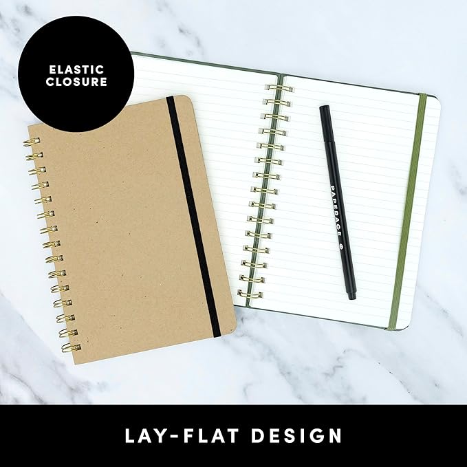 PAPERAGE Lined Spiral Journal Notebook, (Navy/Turquoise Dot), 160 Pages, Medium 5.5 inches x 8 inches - 100 GSM Thick Paper, Hardcover, Double-Wire Spiral Journal & Notebook