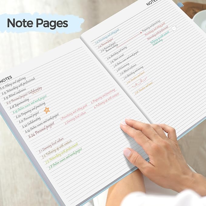SUNEE 2025 Weekly & Monthly Hardcover Planner 8" x 11" - 12 Month (January 2025 - December 2025), Small Hardcover Planner, Pocket, Notes, 100 GSM Paper, Grey Blue