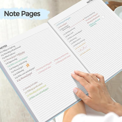 SUNEE 2025 Weekly & Monthly Hardcover Planner 8" x 11" - 12 Month (January 2025 - December 2025), Small Hardcover Planner, Pocket, Notes, 100 GSM Paper, Grey Blue