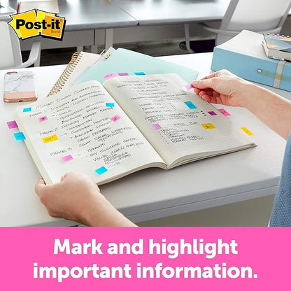 Post-it Flags, 60/On-The-Go Dispenser, .94 in Wide, Alternating Electric Glow Collection (680-EG-ALT) (Pack of 2)