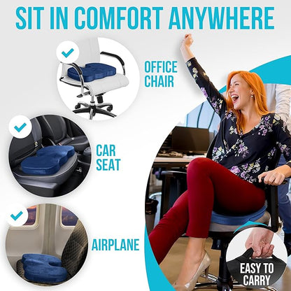 FORTEM Seat Cushion and Lumbar Support for Office Chair, Desk Chair Cushion, Memory Foam Office Chair Cushion, Non Slip Sitting and Back Pillow for Gaming, Car Seat Cushion, Chair Pad, XL