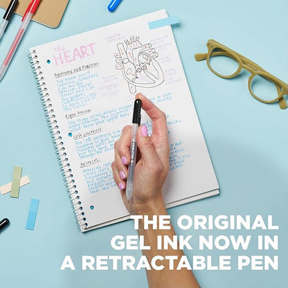 SAKURA Gelly Roll Retractable Gel Pens Colored - Classic Color Set - Medium Point Ink Pen for Journaling, Art, or Drawing - Colored Gel Pens with Black, Blue & Red Ink - 10 Pack
