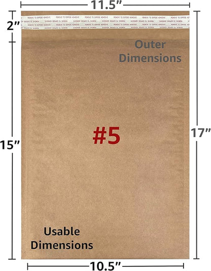 Honeycomb paper padded envelope sealable mailers (30, #5-10.5" x 15")