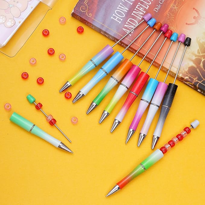 jiebor 20Pcs Beadable Pens Plastic Bead Ballpoint Pens Bulk with 50Pcs Black Ink Cute Cool Diy Pens for Journaling Women Students Teacher Graduation Christmas Gift Office School Supplies