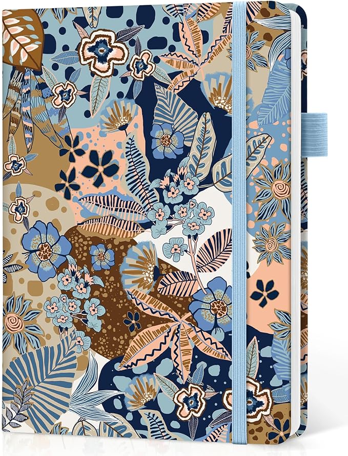 Bullet Dotted Journal Notebook for Women & Men, Hardcover Leather Journal for Writing, A5 Bullet Journaling Notebook for Work & Sketching, Perfect for Office School Home Supplies, 160 Pages, Lineage Flora