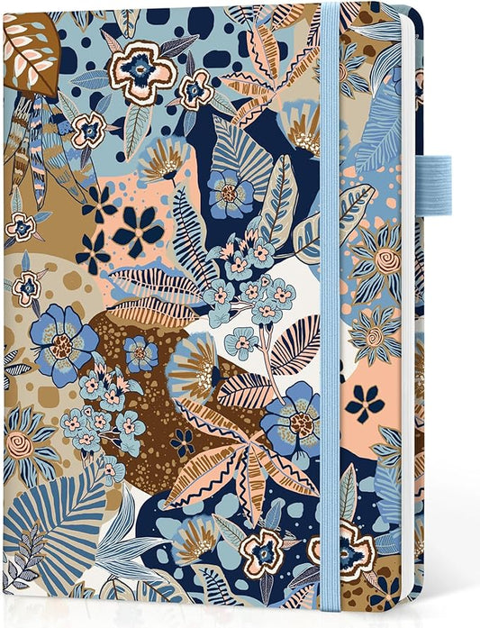 Bullet Dotted Journal Notebook for Women & Men, Hardcover Leather Journal for Writing, A5 Bullet Journaling Notebook for Work & Sketching, Perfect for Office School Home Supplies, 160 Pages, Lineage Flora