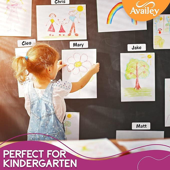 Availey 32 Pieces (4 x 1.8") - White Magnetic Dry Erase Labels - Reusable Strips for Classroom Home Office Garage Refrigerator - Blank Writable Erasable Cards - Name Tags Students Locker Shelf