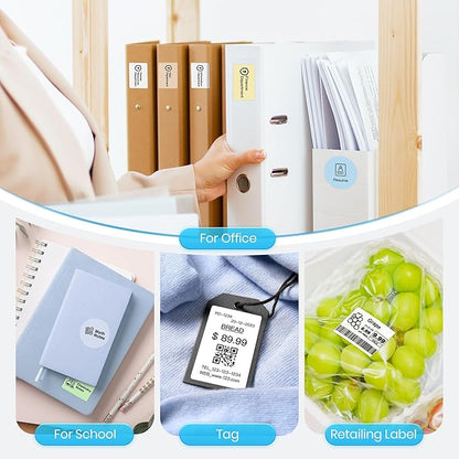 POLONO Thermal Labels for PM220S Label Maker, 1.57"x1.18" (40x30mm), Multi-Purpose Thermal Sticker Label Tape, Self-Adhesive Thermal Paper for Home, Office, 230 Labels/1Roll, Clear