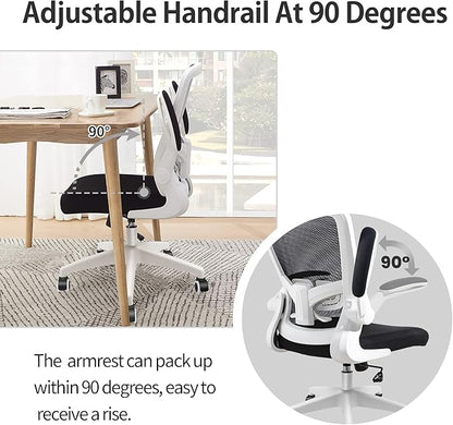 FelixKing Office Chair, Ergonomic Desk Chair with Adjustable Height and Lumbar Support Swivel Game Chair Desk Computer Chair with Flip up Armrests for Conference Room (White)