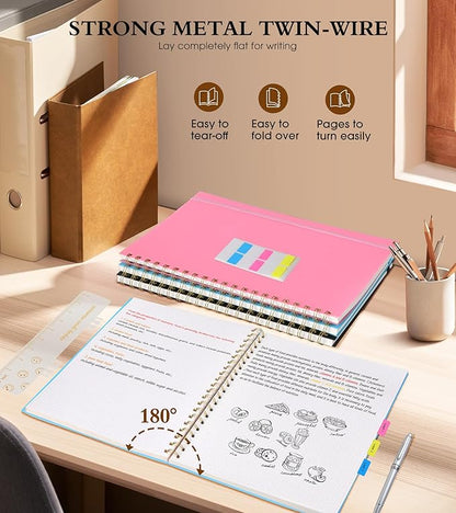 Dotted Notebook, Spiral Notebook Journal 8.5” x 11”, A4 Large Dot Grid Notebooks for Women Men, 100 GSM Dotted Paper, Plastic Hardcover Spiral Bullet Dotted Journals for Work School Sketching, Blue