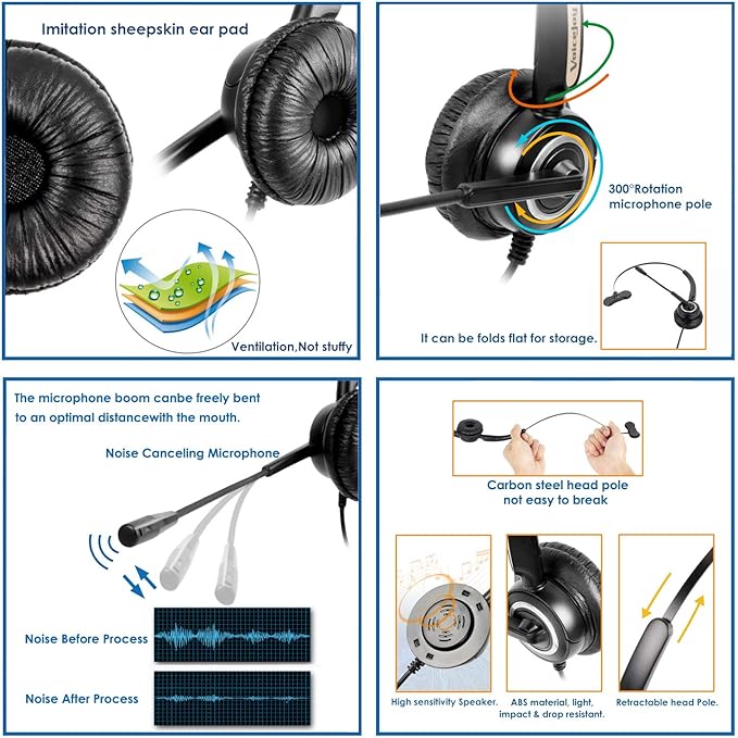 VoiceJoy Office Monaural Headset with Microphne RJ9 Plug for Cisco IP Phones 794X 796X 797X 69XX Series and 8811,8841,8851,8861,8941,8945,8961,9951,9971 etc