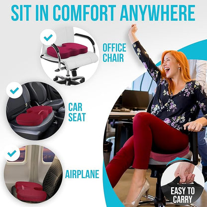 FORTEM Seat Cushion and Lumbar Support for Office Chair, Desk Chair Cushion, Memory Foam Office Chair Cushion, Non Slip Sitting and Back Pillow for Gaming, Car Seat Cushion, Chair Pad, XL