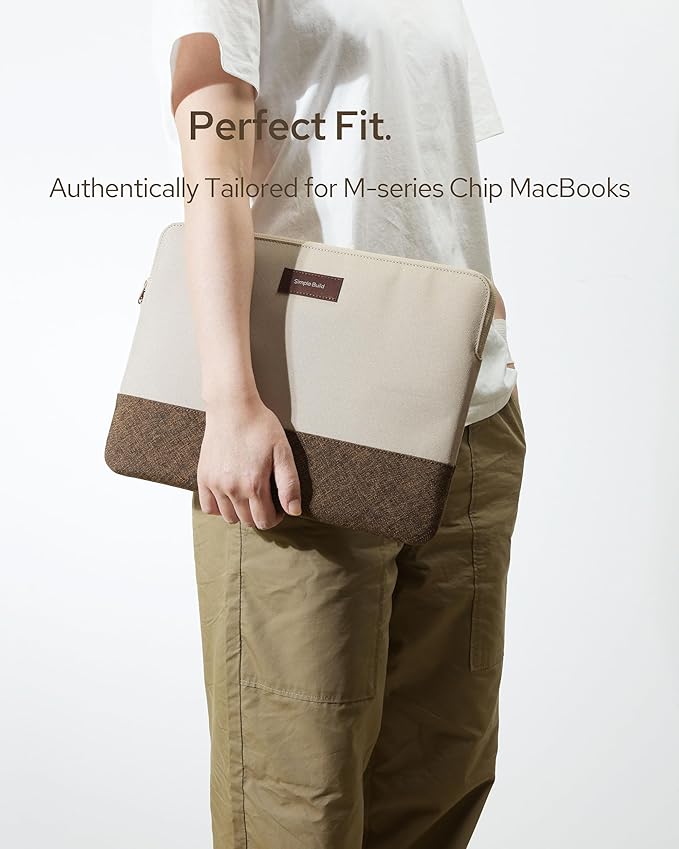Slim Laptop Sleeve with a Back Zipper Pocket Designed for M1/M2/M3 MacBook Pro/Air (Latte, Designed for 13.6-inch MacBook Air (M2/M3))