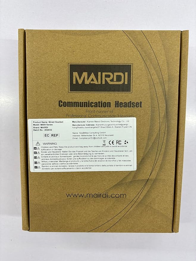 MAIRDI Phone Headset with Noise Canceling Microphone, Call Center Office Headset with RJ9 Jack & 3.5mm Connector for Landline Deskphone Cell Phone PC Laptop, Telephone Headset Work for Polycom