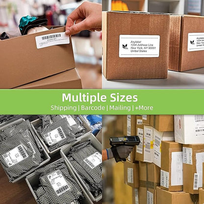 2.25" x 1.25" Direct Thermal Labels, White Thermal Printer Labels for Barcode, Thermal Stickers Compatible with Zebra, Rollo, Munbyn Thermal Labels Printers (12 Rolls, 1000 Labels/Roll)