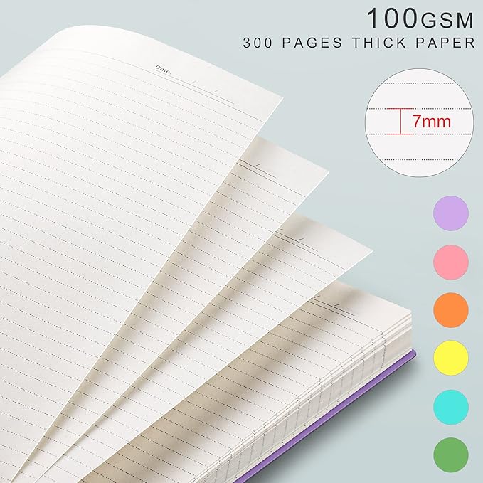 EMSHOI B5 Spiral Notebook College Ruled Lined Journal, Large 7.48" X 10.15", 300 Pages/150 Sheets, 100gsm Thick Paper, Waterproof Hardcover, for Office School Women Men Work Writing Notes-Pink