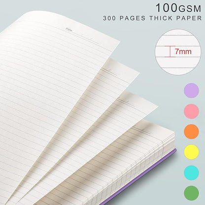 EMSHOI B5 Spiral Notebook College Ruled Lined Journal, Large 7.48" X 10.15", 300 Pages/150 Sheets, 100gsm Thick Paper, Waterproof Hardcover, for Office School Women Men Work Writing Notes-Pink