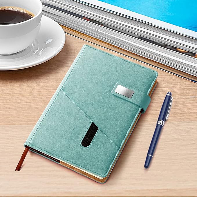 A5 Blank Journal Notebook, Refillable Hardcover Leather Sketchbook with Pocket and Magnetic Buckle, 240 Pages Thick Travel Sketchbooks for Drawing and Writing, 80gsm Unlined Journal for Men and Women