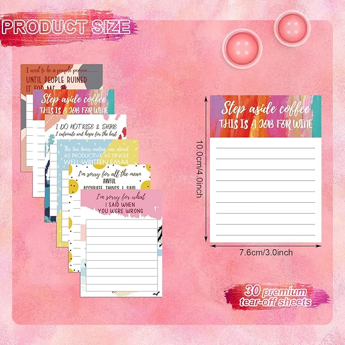 Funny Notepads with Sayings Sticky Funny Office Supplies to Do List Sarcastic Work Assorted Notepad for Workers, 12 Designs, 3 x 3.93 Inch(Cute Style)