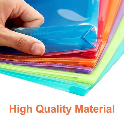 Plastic Legal Size Envelopes with String Tie Closure, 1-1/4" Expansion, Side Load, Clear File Folders Poly Project Paper Documents Puzzle Organizer for Office School Home (Blue -12P)