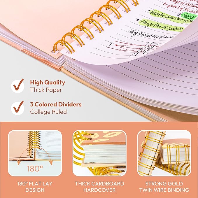 Spiral Notebook - 10.25" x 7.25" Spiral Journal Notebooks College Rule, Cute Notebook Journal for Note Taking Women Writing School, Notebooks for Work, 100 GSM, 300 Pages (Who Cares?)