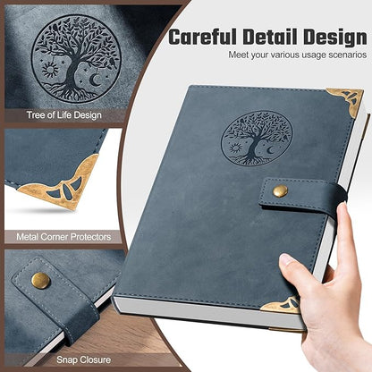 Tree of Life Journal for Women Journals for Writing 260 Lined Pages Hardcover Leather Journal Notebooks for Men, 5.7”x8.3”, Blue