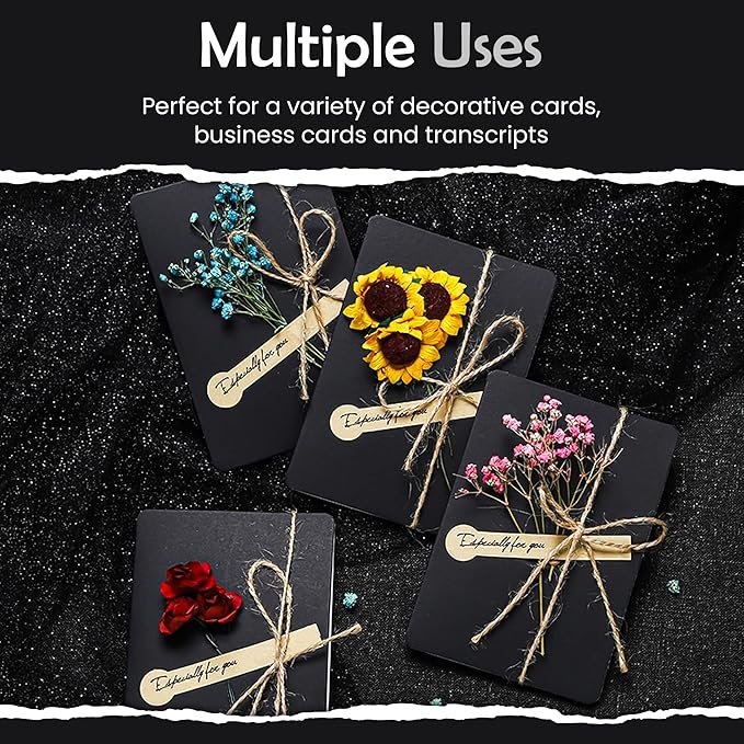 SANZIX 120 Pack Blank Business Cards 2" x 3.5" 220 GSM-80 Lbs Customizable Black Cardstock Business Card Paper for Printer | Black Blank Thankyou & Message Cards.
