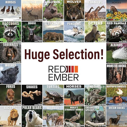 RED EMBER Whitetail Deer 2025 Wall Calendar 12 Month | 12" x 24" Open | Thick & Sturdy Paper | Giftable | Calendar 2025