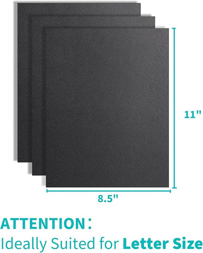 Binditek 25 Pack 12 Mil Sand-Textured Polycover, Midweight Binding Front and Back Covers, Lightly Textured Sand Finish, 8-1/2" x 11", Square Corners, Un-Punched, Black, Office Supplies