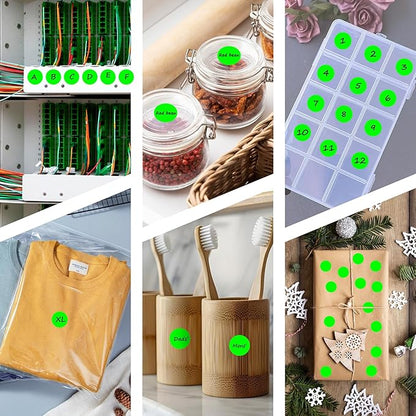 PARLAIM 10 Rolls 3/4" Dot Stickers, 10000 Pack Round Color-Code Circle Labels, Fluorescent Green Sticker for Color Coding