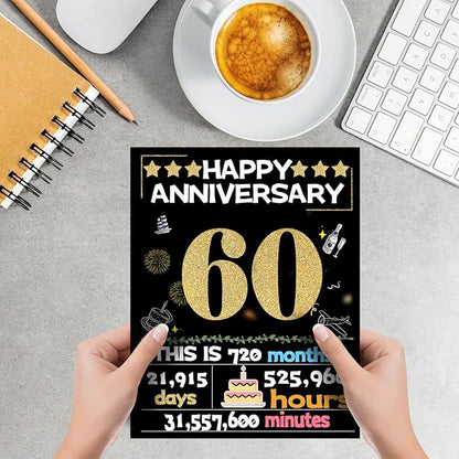 60th Anniversary Card for Women Men, Gold Wedding Card for Wife Husband, Sweet Marriage Decorations Gifts for Couple, Perfect for Her Him on Anniversary Day, Diamond Wedding Card, Back in 1965