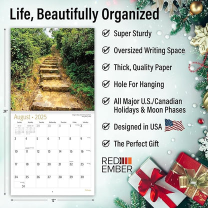RED EMBER Untamed & Beautiful Pathways 2025 Wall Calendar 12 Month | 12" x 24" Open | Thick & Sturdy Paper | Giftable | Calendar 2025