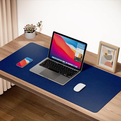Boutilon Leather Desk Pad 30" x14",Non-Slip Mouse Pad,Office Desk Mat,Waterprooft PU Leather Desk Blotter,Desk Pad Protector,Desk Writing Pad for Home Office Decor (M-Navy)