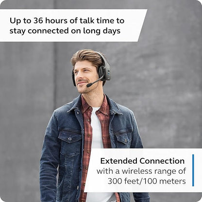 BlueParrott S650-XT Trucker Bluetooth Headset – 2-in-1 Convertible Stereo to Mono Headset with Noise Cancellation, Extended Wireless Range and IP54-Rated Protection - Ideal for Anyone On The Go, Black