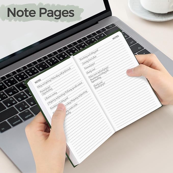 SUNEE 2025 Pocket Weekly Planner for Purse 3.5" x 6" - 12 Month (January 2025 - December 2025), Pocket Size Planner, Hardcover, Notes, Pocket, 100 GSM Paper, Deep Green