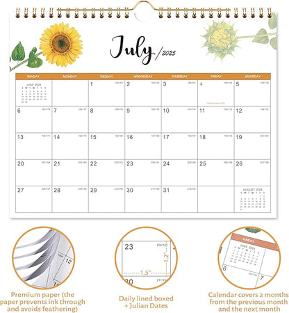 2025 Calendar - 2025 Wall Calendar, Jan. 2025 - Dec. 2025, 11" x 8.5", Small 12 Monthly Calendar 2025 with Thick Paper and Julian Date