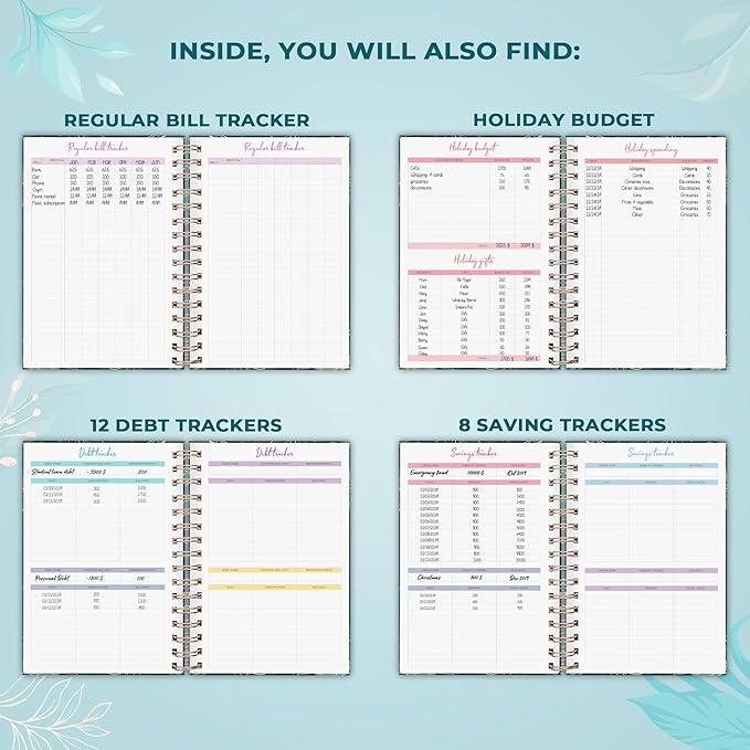 PLANBERRY Budget Planner & Monthly Bill Organizer with Pockets Premium – Home Finance & Bill Payment Organizer – Budgeting Book with Income & Expense Tracker - 7x8.5″ Hardcover (Green Pastures)