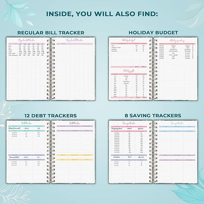 PLANBERRY Budget Planner & Monthly Bill Organizer with Pockets Premium – Home Finance & Bill Payment Organizer – Budgeting Book with Income & Expense Tracker - 7x8.5″ Hardcover (Green Pastures)
