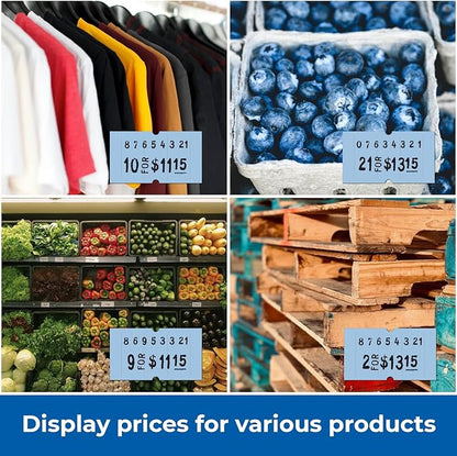 Perco 2 Line Blue Labels - 80 Rolls, 10 Sleeves, 80,000 Blank Price and Date Gun Labels for Perco 2 Line Price and Date Guns - Made in USA