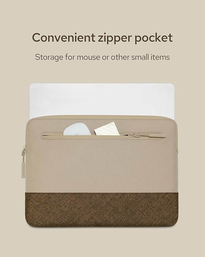 Slim Laptop Sleeve with a Back Zipper Pocket Designed for M1/M2/M3 MacBook Pro/Air (Latte, Designed for 13.6-inch MacBook Air (M2/M3))